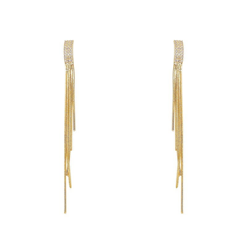 Versatile Gold Needle Pearl Tassel Korean Style Earrings