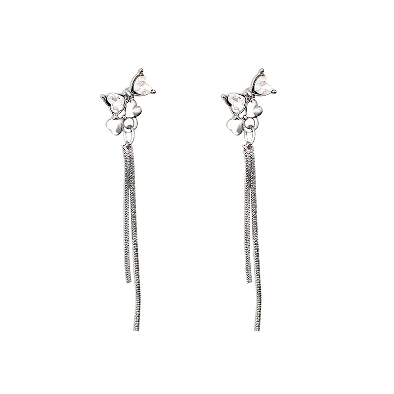 Elegant Butterfly Crystal Drop Earrings - Sterling Silver 925