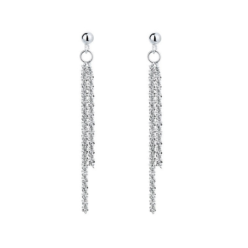 Stunning Silver Crystal Wave Drop Earrings - Elegant Dangle Jewelry for Women